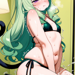 【エロ画像】緑髪セミロングむっちり×潮吹き_AI_アニメエロ画像