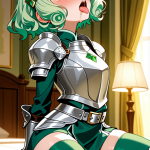 【エロ画像】緑髪ショートむっちり騎士×アヘ顔・イキ顔_AI_アニメエロ画像