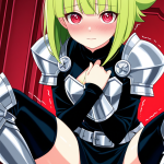 【エロ画像】ライム緑ボブむっちり騎士×美少女エロ_AI_アニメエロ画像