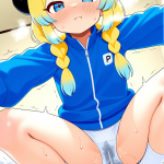 【エロ画像】金髪ツインおさげロリ体型×潮吹き_AI_アニメエロ画像