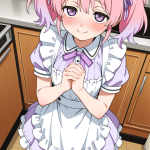 【エロ画像】桜色ツインテールスレンダー×メイド服_AI_アニメエロ画像