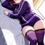 【エロ画像】マゼンタ外ハネボブむっちり×ニーソ・絶対領域_AI_アニメエロ画像