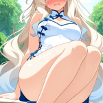 【エロ画像】プラチナブロンドウェーブ巨乳×美少女エロ_AI_アニメエロ画像