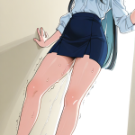 【エロ画像】水色ロングストレート巨乳×潮吹き_AI_アニメエロ画像