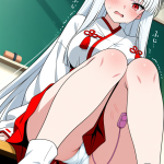 【エロ画像】白髪ロング巨乳スレンダー×バイブ責め_AI_アニメエロ画像