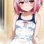 【エロ画像】金ピンクグラデサイドテールむっ×お風呂・入浴_AI_アニメエロ画像