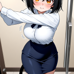 【エロ画像】黒青グラデーション サイドテー×巨乳・爆乳_AI_アニメエロ画像