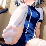 【エロ画像】青グラデーションサイドテールむ×足コキ_AI_アニメエロ画像
