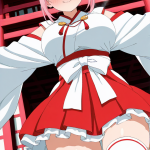 【エロ画像】ピンク髪アップスタイル巨乳巫女×美少女エロ_AI_アニメエロ画像