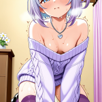 【エロ画像】紫髪サイドテール細身長身×潮吹き_AI_アニメエロ画像