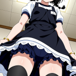 【エロ画像】黒髪三つ編みむっちり×体操服・ブルマ_AI_アニメエロ画像