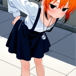【エロ画像】オレンジハイポニーロリOL×貧乳・微乳_AI_アニメエロ画像