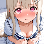 【エロ画像】プラチナブロンドセミロング貧乳×パイズリ_AI_アニメエロ画像