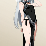 【エロ画像】グレー髪ロング貧乳×おしっこ・放尿_AI_アニメエロ画像