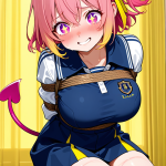 【エロ画像】マゼンタサイドテール巨乳×縛り・拘束_AI_アニメエロ画像
