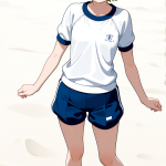 【エロ画像】ライム色くせ毛ショート長身×体操服・ブルマ_AI_アニメエロ画像