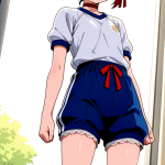 【エロ画像】黒髪お団子小柄貧乳×体操服・ブルマ_AI_アニメエロ画像