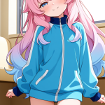 【エロ画像】ピンク髪セミロングロリ体型×ニーソ・絶対領域_AI_アニメエロ画像