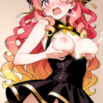 【エロ画像】ピンク髪ショート細身×母乳・ミルク_AI_アニメエロ画像