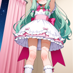 【エロ画像】緑髪セミロングロリ体型×縛り・拘束_AI_アニメエロ画像