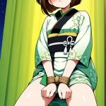 【エロ画像】茶髪グラデーションボブスレンダ×手縛り・拘束_AI_アニメエロ画像