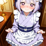【エロ画像】青グラデーションアップロリ体型×メイド服_AI_アニメエロ画像