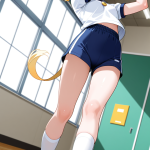 【エロ画像】金髪サイドテール貧乳×体操服・ブルマ_AI_アニメエロ画像