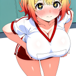 【エロ画像】赤髪くせ毛ショートむっちり×パイズリ_AI_アニメエロ画像