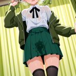 【エロ画像】緑髪ツインテール貧乳長身×おしっこ・放尿_AI_アニメエロ画像
