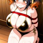 【エロ画像】黒髪ロールツインテール巨乳×縛り・拘束_AI_アニメエロ画像