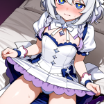 【エロ画像】白髪三つ編みスレンダー×くぱぁ・大開脚_AI_アニメエロ画像