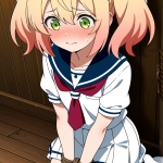 【エロ画像】赤髪ツインテール貧乳×手縛り・拘束_AI_アニメエロ画像