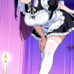 【エロ画像】紫髪ハーフアップ巨乳×メイド服_AI_アニメエロ画像
