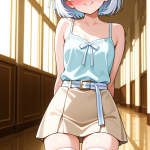 【エロ画像】白髪刈り上げショート細身×ニーソ・絶対領域_AI_アニメエロ画像