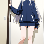【エロ画像】銀髪セミロング貧乳長身×貧乳・微乳_AI_アニメエロ画像