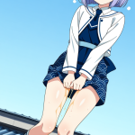 【エロ画像】青髪ボブ長身細身×おしっこ・放尿_AI_アニメエロ画像