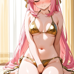【エロ画像】桜色セミロング高身長スレンダー×オナニー・自慰_AI_アニメエロ画像