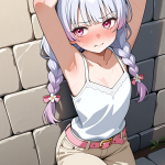 【エロ画像】白髪ツインおさげ長身貧乳×縛り・拘束_AI_アニメエロ画像