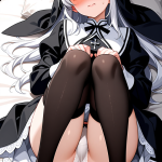 【エロ画像】白髪お団子スレンダー×くぱぁ・大開脚_AI_アニメエロ画像