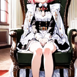 【エロ画像】赤髪ショート聖騎士×メイド服_AI_アニメエロ画像