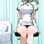 【エロ画像】プラチナ金髪ポニーテール巨乳×ナース服_AI_アニメエロ画像