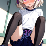 【エロ画像】白銀ショート長身貧乳×体操服・ブルマ_AI_アニメエロ画像