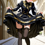 【エロ画像】金髪刈り上げショート貧乳×野外露出_AI_アニメエロ画像