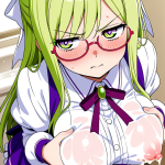 【エロ画像】ライム色ロング小柄むっちり×授乳・母乳_AI_アニメエロ画像
