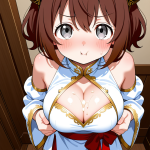 【エロ画像】茶髪くせ毛ショートロリ体型×パイズリ_AI_アニメエロ画像