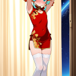 【エロ画像】オレンジおさげ貧乳小柄×手縛り・拘束_AI_アニメエロ画像