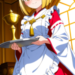 【エロ画像】金髪グラデーションボブ巨乳×メイド服_AI_アニメエロ画像