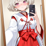【エロ画像】銀髪くせ毛ショート細身×鏡越し_AI_アニメエロ画像