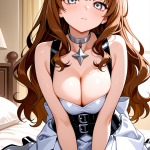 【エロ画像】茶髪ウェーブロング貧乳×パイズリ_AI_アニメエロ画像