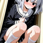 【エロ画像】銀髪ツインテールロリ×おしっこ・放尿_AI_アニメエロ画像